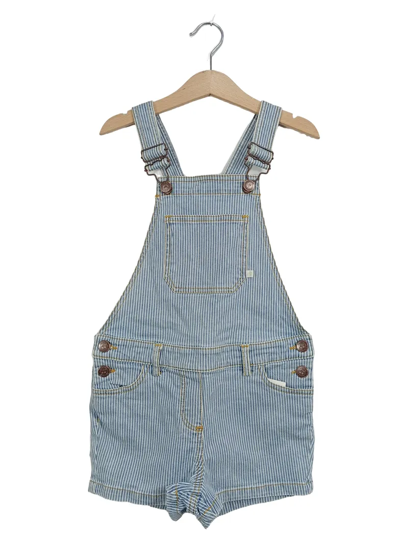 Bonpoint Latzhose kurz Mädchen Gr. 128 (8 lat) Blau Gestreift Casual 1