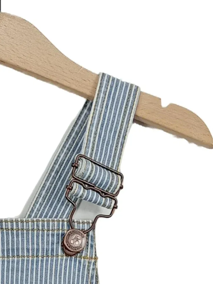 Bonpoint Latzhose kurz Mädchen Gr. 128 (8 lat) Blau Gestreift Casual 3