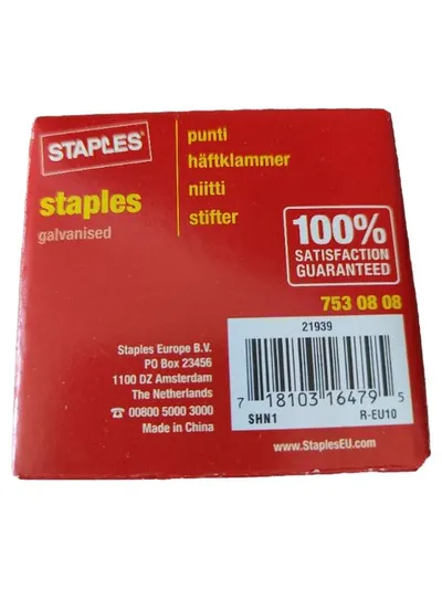 STAPLES Büroklammern Rot Praktisch 50 Stück Büro Schule NEU