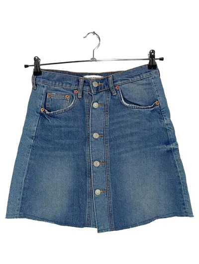 Zara Jeansrock Damen Minirock Blau Gr. S 36 Baumwolle Knopfleiste Freizeit