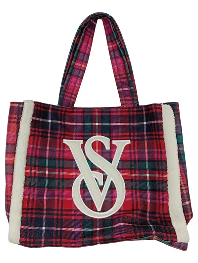 Victoria's Secret Shopper Tote Bag Karo Rot Weihnachten Plaid NEU