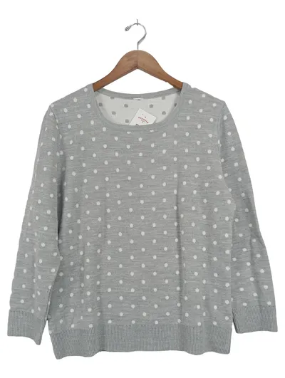 Collection L Damen Pullover Punkte Gr. 44 Grau Casual Langarm
