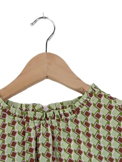 Rachel Zoe Damen Bluse XL Mehrfarbig Grafisch Langarm Rüschen Raffungen