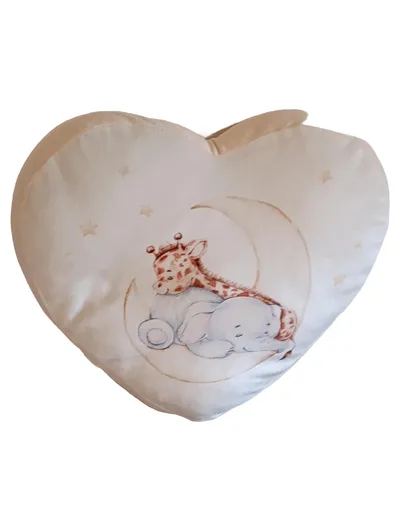 Herding Dekokissen Herz Beige Giraffe Elefant Motiv Kinder Kissen