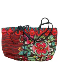 Desigual Damen Henkeltasche Groß Blumenmuster Pailletten Boho Mehrfarbig 1