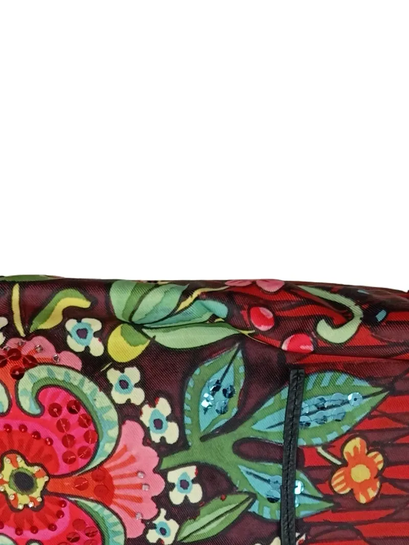 Desigual Damen Henkeltasche Groß Blumenmuster Pailletten Boho Mehrfarbig 3