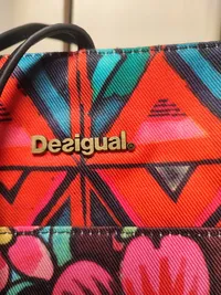 Desigual Damen Henkeltasche Groß Blumenmuster Pailletten Boho Mehrfarbig 5