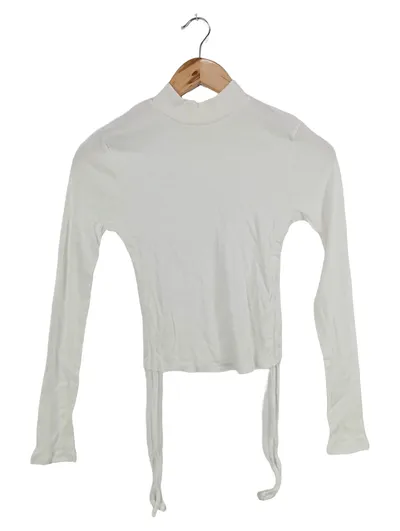 Terranova Damen Langarmshirt Rippstrick Rollkragen Weiß Gr. 36/S Casual