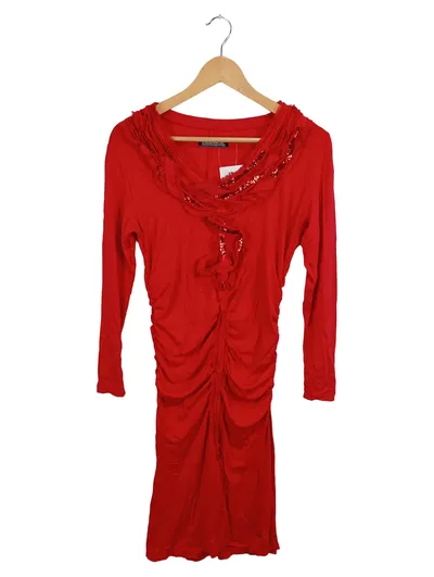 Ricarda M. Schlauchkleid Elegant Rot Pailletten Raffungen Gr. 34/XS