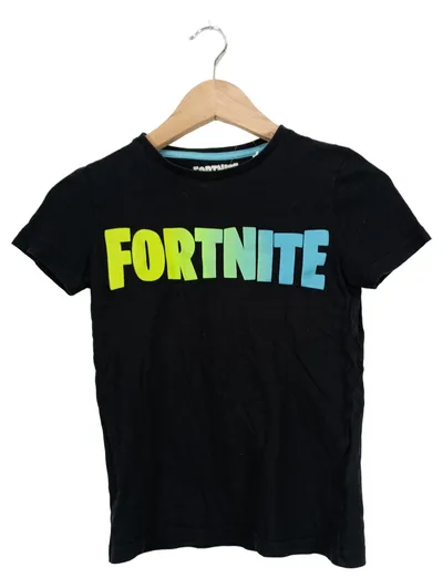 Fortnite T-Shirt Kinder Gr. 128 Schwarz Logo-Print Kurzarm