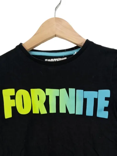 Fortnite T-Shirt Kinder Gr. 128 Schwarz Logo-Print Kurzarm