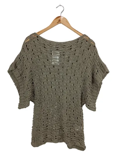 ME&ME Damen Poncho Häkel Strick Gr. 38/M Oliv Made in Italy