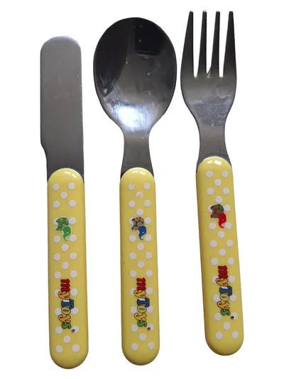 myToys Kinderbesteck Set Elefant Löffel Gabel Messer Mehrfarbig Edelstahl