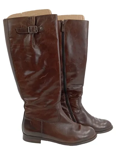 Paul Green Damen Leder Stiefel Braun Gr. 36.5 Klassisch Reißverschluss