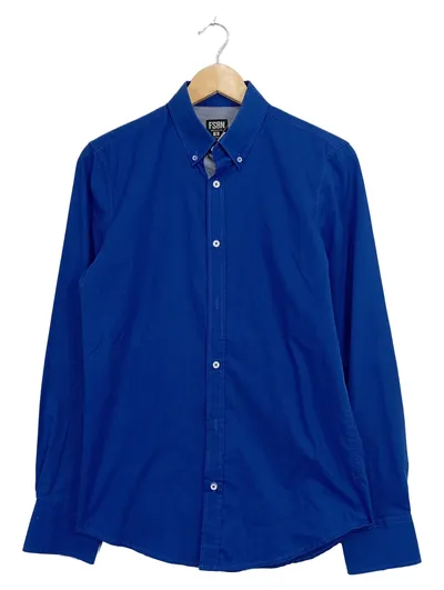 FSBN Herren Business Hemd Gr. S/48 Blau Langarm Baumwolle Button-Down
