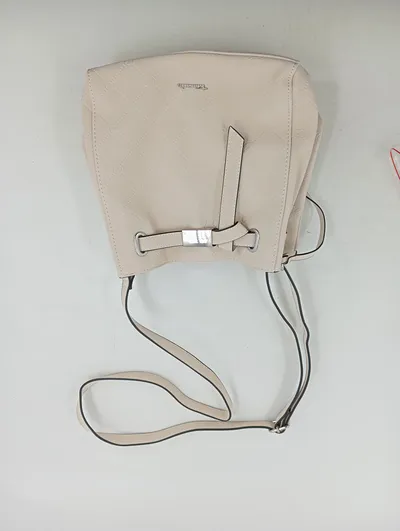 Tamaris Damen Beuteltasche Handtasche Creme Beige Elegant Logo-Prägung