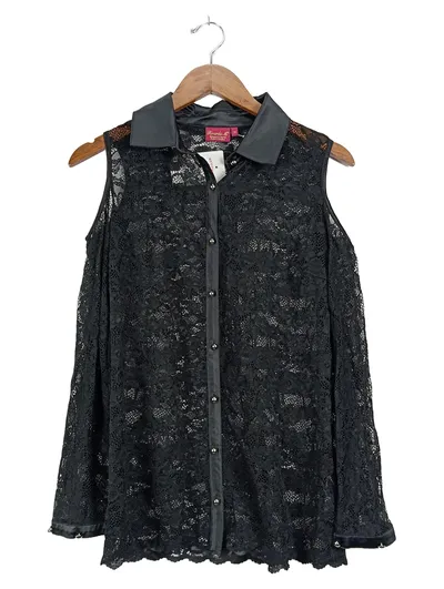 Ricarda M. Damen Bluse Gr. 38 Schwarz Elegant Spitze Ärmellos