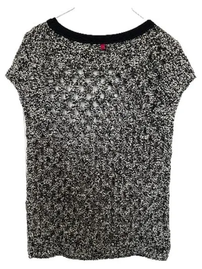 Marc Cain Damen Strickshirt Top Gr. M/38 Grau Lochmuster Baumwolle