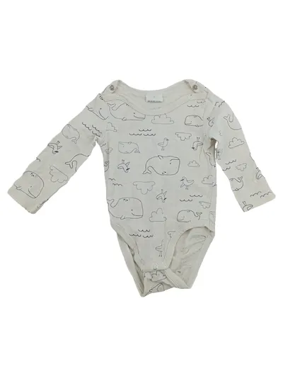 Topomini Baby Body Langarm Wal Motiv Gr. 62 Beige Baumwolle