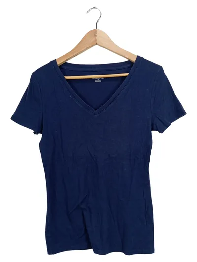 Merona Damen V-Ausschnitt T-Shirt Gr. 38/M Blau Basic Kurzarm