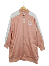 PUMA Damen Bomberjacke Lang Rosa Weiß Gr. 38/M Sportlich Logo 1