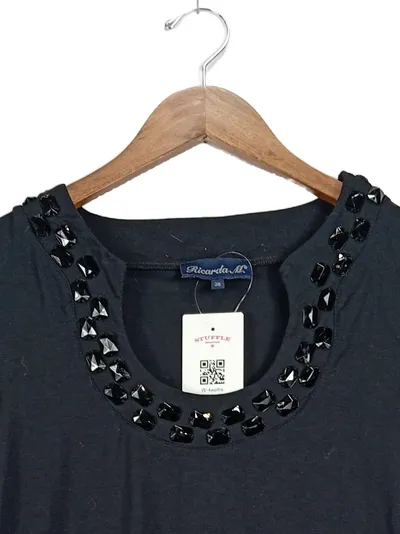 Ricarda M. Freizeitkleid Damen Schwarz Gr. 36 Viskose Casual Strass
