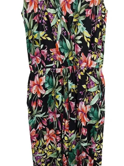 Swing Damen Jumpsuit Gr. 42 mit Blumenmuster Mehrfarbig Feminin