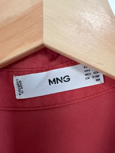 mng Damen Freizeithemd Hemd Rot Gr. 34/XS Casual Langarm