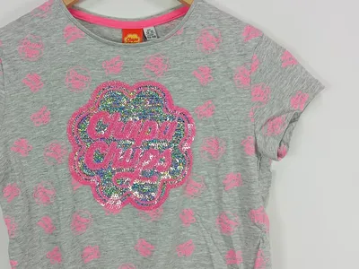 Terranova Chupa Chups Kinder T-Shirt Gr. 152 Grau Pailletten Farbenfroh