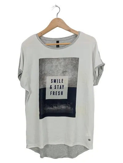 Soyaconcept Damen T-Shirt Weiß Gr. 38/M mit Aufdruck Casual
