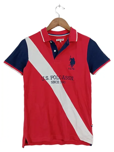 U.S. POLO ASSN. Kinder Poloshirt Gr. 152 Rot Blau Mehrfarbig Baumwolle