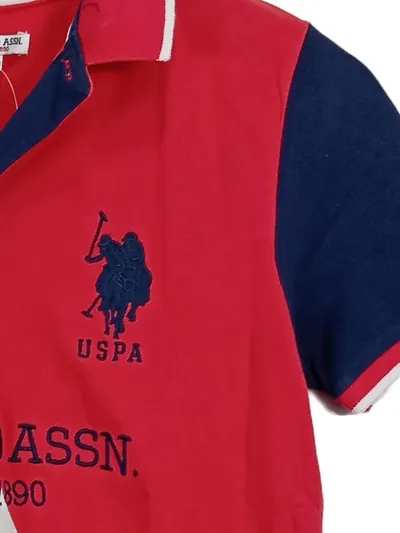 U.S. POLO ASSN. Kinder Poloshirt Gr. 152 Rot Blau Mehrfarbig Baumwolle