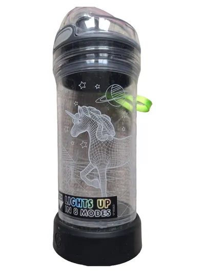 YOW STUFF Trinkflasche Einhorn LED Licht 8 Modi 500ml Kinder Transparent