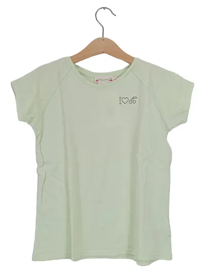 Bonpoint T-Shirt Mädchen Gr. 128 (8 Jahre) Grün Casual Stickerei