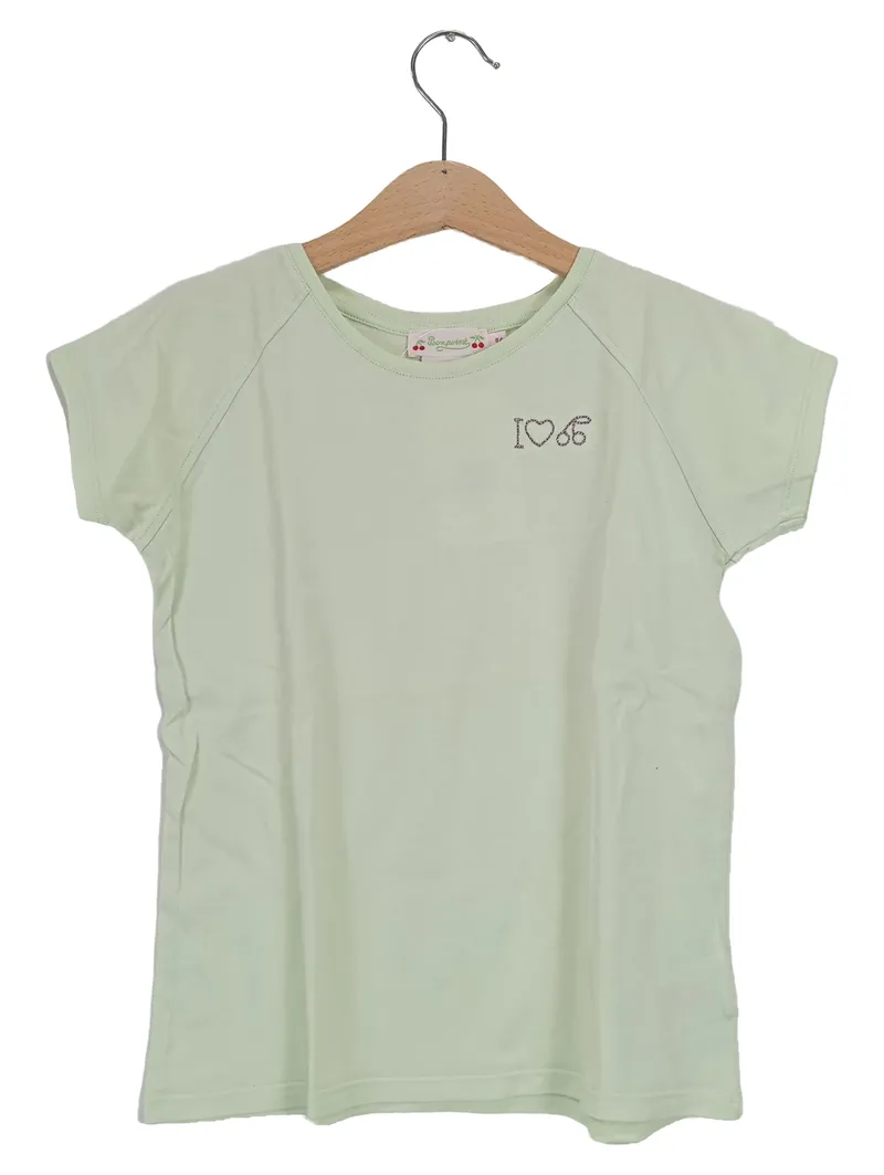 Bonpoint T-Shirt Mädchen Gr. 128 (8 Jahre) Grün Casual Stickerei 1