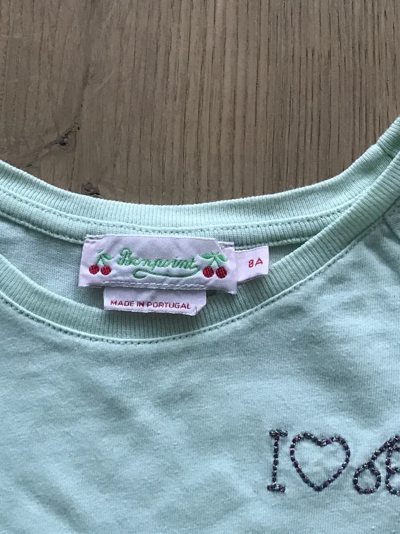 Bonpoint T-Shirt Mädchen Gr. 128 (8 Jahre) Grün Casual Stickerei 2