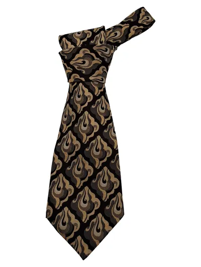 Dralon Krawatte Herren Retro Paisley Muster Braun Beige 132 cm Polyacryl