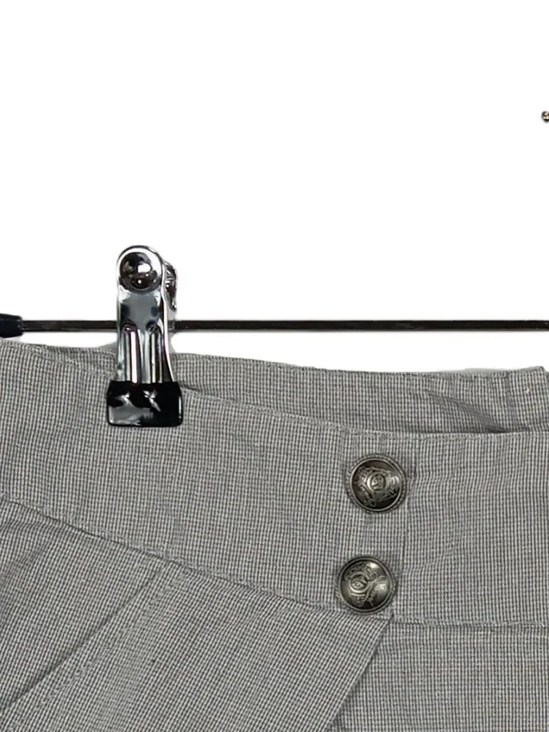 Sublevel Damen Faltenrock Grau Gr. M mit Zierknöpfen 2