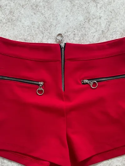 Blind Date High Waist Shorts Damen Rot S Reißverschluss Freizeit Modisch