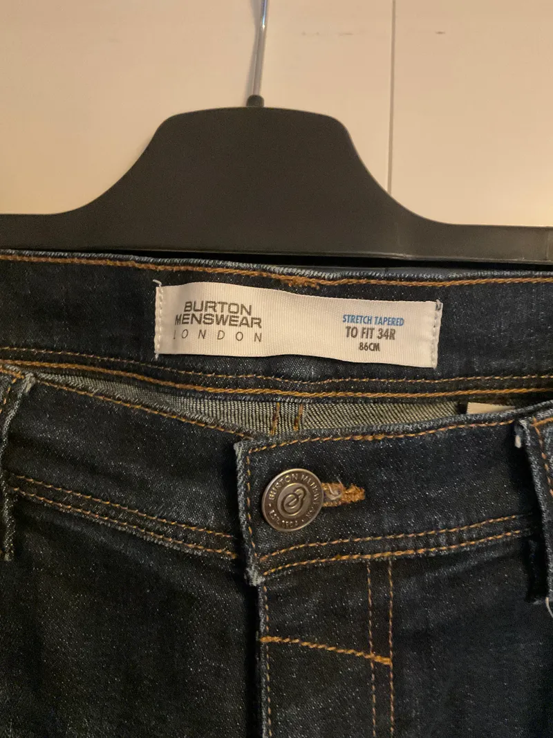 Burton Menswear London Stretch Tapered Jeans Herren Blau W34 L31 Casual 6