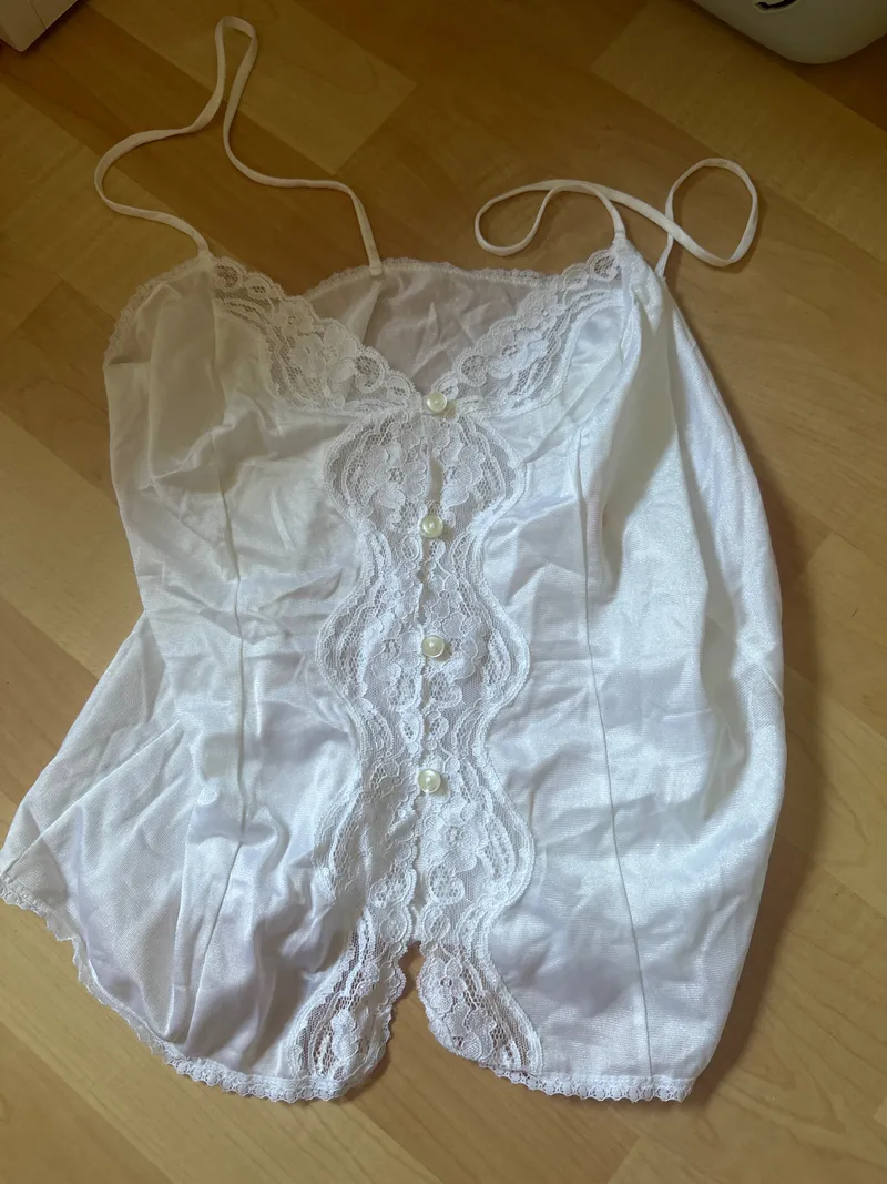DORINA Damen Unterhemd Gr. 38 Weiß mit Spitze Basic Top 4