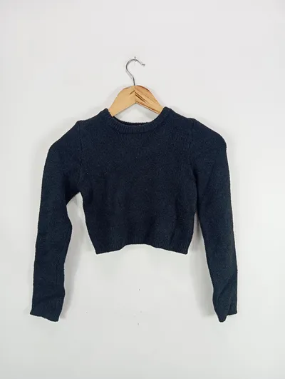 Terranova Damen Pullover Cropped Gr. 34/XS Schwarz Casual