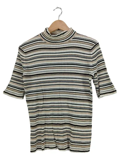 T Tahari Damen Strickkleid Rollkragen Gestreift Mehrfarbig Gr. 38/M Casual