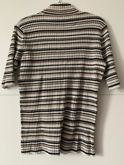 T Tahari Damen Strickkleid Rollkragen Gestreift Mehrfarbig Gr. 38/M Casual