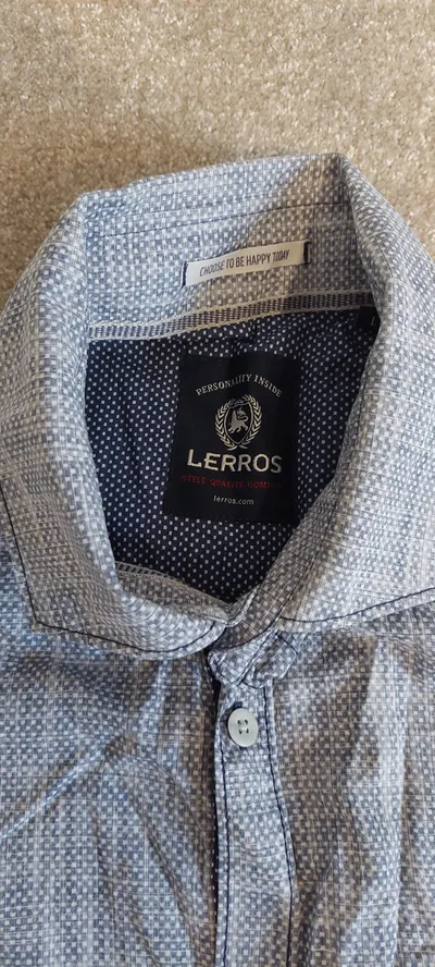 LERROS Herren Freizeithemd Kurzarm Blau Gr. L Baumwolle