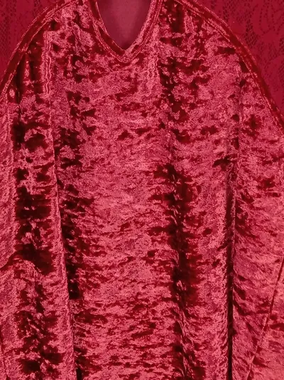 Ricarda M. Damen Top Samt Spitze Rot Gr. 44/XXL Elegant Langarm