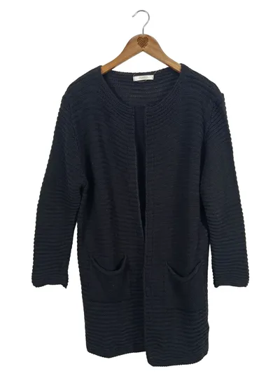 CANDIDA Damen Strickjacke Gr. 38 Schwarz Casual Rippstrick Cardigan
