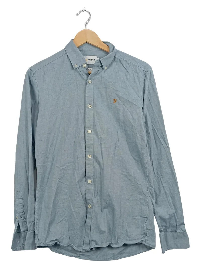 Farah Herren Business Hemd Slim Fit Blau Gr. 46/S Baumwolle 1