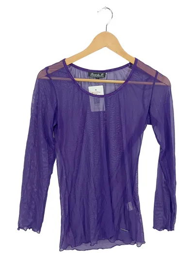 Ricarda M. Langarmshirt Damen Lila Gr. 34/XS Elegant Polyamid Rüsche Logo