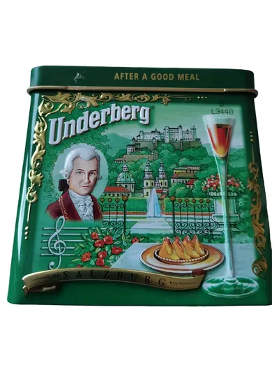 Underberg Blechdose Salzburg Vintage Grafisch Grün 11cm Sammlerstück